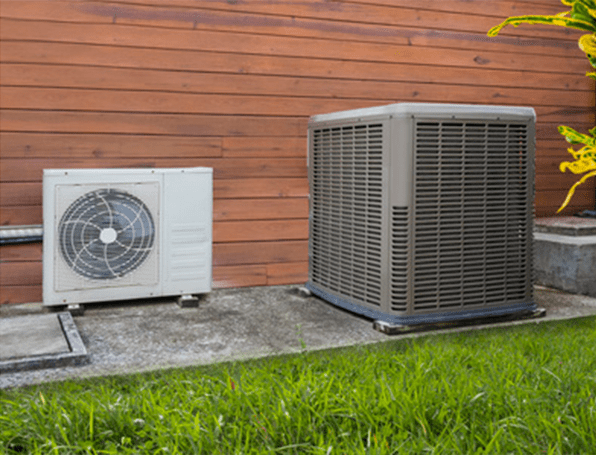 Heat pump outdoor unit on the ground
